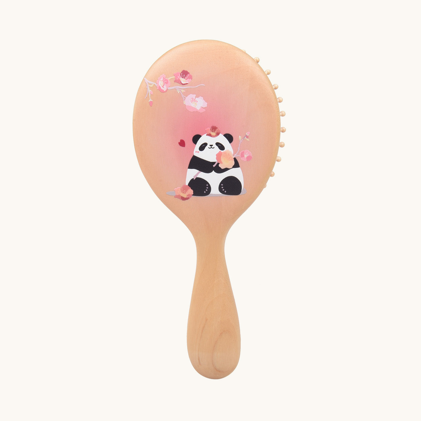 Spazzola per capelli in legno rosa panda